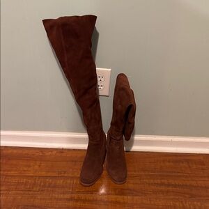 Pre-Owned Kelsi Dagger Brooklyn  Coffee Beans Over-the-Knee Suede Boots